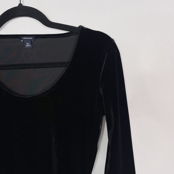 J Crew Womens XSmall Black Velvet Scoop Neck Long Sleeve Bodysuit Snap Closure - Picture 3 of 12